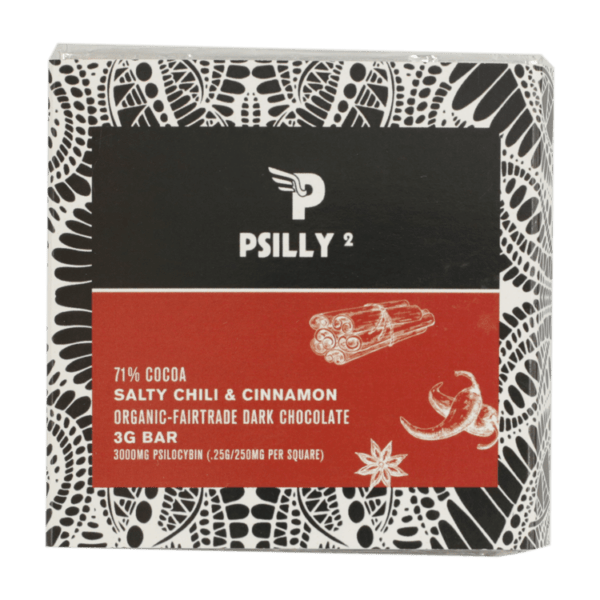 Psilly - Dark Chocolate Bar - Salty Chili & Cinnamon | Shrooms Canada