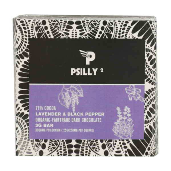 Psilly - Dark Chocolate Bar - Lavender & Black Pepper | Shrooms Canada
